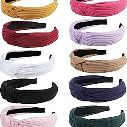 fishinsea 10 Pack Knotted Wide Headbands for Women Girls Cute Fashion Head Wrap in Solid Color Non-slip for Daily Festival Gifts-picture-43