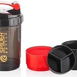 GYM Bottle Protein Shaker with Storage Compartments, Black Red, BPA Free, 500ml Capacity-picture-17