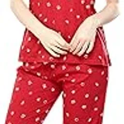 zeyo Women's Cotton Cactus Printed Night Suit Set Of Top & Pajama Set 5293-picture-47
