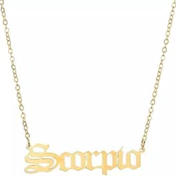 pinapes Title: Scorpio Old English Name Necklace – Gold‑Tone Stainless Steel Pendant Chain-picture-15