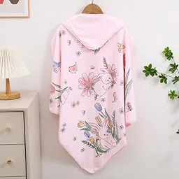 Mee Mee Hooded Baby Bath Towel for New Born | Wash Cloth, Quick Absorbent, Can be Used for Baby Swaddling, Extra Soft Cotton Towels for Kids/Toddlers/Infants/Babies, Pack of 1, (Pink Flowers) 80X80 CM-picture-27