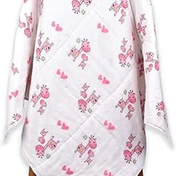MOM'S HOME Organic Cotton Baby AC Quilt - Pink Giraffe - 0-3 Years - 110X120Cms-image-11
