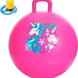 YHK Hippity Hoppity Jumping Ball with Ball Pump, 25in/65cm Diameter for Age 7+, Kangaroo Bouncer, Space Hopper Ball with Handle for Children, Cloud Colors (Pink)-picture-22