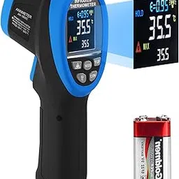 AIOMEST 50: 1 Infrared Thermometer -58°F ~3272°F (-50~1800℃) Digital High Temperature Pyrometer with Adjustable Emissivity, Digital Laser IR Temp Gun for Cooking Kiln HVAC (NOT for Human Temp)-picture-64