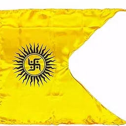 La Jarden® Swastik in black print inside the Sun rays Flag for Home, Temple & Office | Hindu Vastu Religious Symbol Banner | Premium Satin Fabric | Positive Energy & Prosperity Flag | Pooja Mandir Décor | (Bright Golden Yellow, LARGE 40x31 inches)-image-39