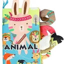 BeFunky Baby Fabric Book, Baby Book Toy Months 0 3 6 12 Months, Soft 3D Picture Book Feel Book Crinkle Book Sensory Toy Montessori Learning Toy For Boys Girls (Animal), Multicolor-picture-19