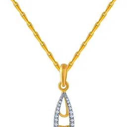 p.c. chandra jewellers 14k (585) Yellow Gold and American Diamond Pendant for Women-picture-31