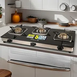 iBELL 8413 Star 3-Burner Gas Stove – Premium Model with a Low gas consumption, Stylish Square Design, Durable 7 mm Toughened Glass Top, Spacious Body (77 x 38 x 5 cm), Manual Ignition (Black)-picture-29