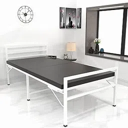 Honey Touch Metal Folding Bed Single Size With Mattress For Sleeping Guest Bed Easily Storable (White, Double Layer Foam), 46 Centimeters-picture-14