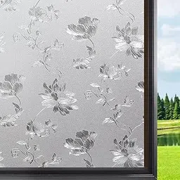 Colormate Vinyl Frosted Privacy Glass Film for Window, Glass Door, Bathroom, Home | Decorative Self-Adhesive Sticker Wallpaper Sheet (Frosted Flowers, 12x25 Inch)-picture-22
