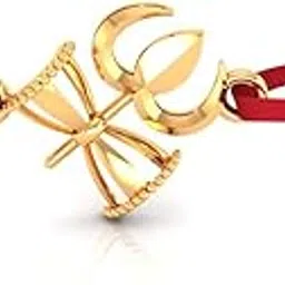 p.c. chandra jewellers 14KT Yellow Gold Trishul Damru Rakhi for Men's – 0.25g Shiv Rakhi with Red Thread-picture-37