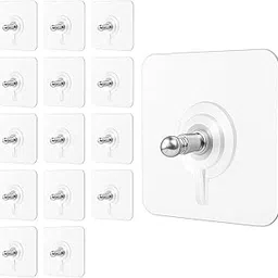 VENSIRA Strong Adhesion Wall Hooks – Transparent Heavy Duty Self-Adhesive Nail Hooks for Kitchen, Bathroom, Living Room, Multipurpose Wall Hanger, Damage-Free (6X 6 cm, Pack of 15)-picture-28