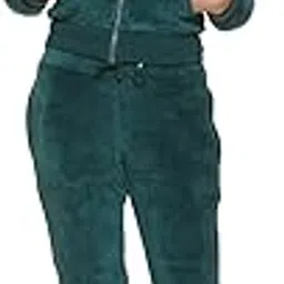 rf raves Women's Solid Velvet Tracksuit Set – Matching Hoodie & Joggers | Fall Winter Lounge Set-picture-46