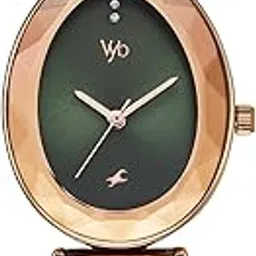Fastrack Vyb 6.0 Prodigy Quartz Green Teardrop Shaped Dial Women's Watch | Stainless Steel Strap Material | Watches for Women Analog | Girl's Analog Watches - FV60097WM02-image-3