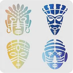 FINGERINSPIRE African Tribal Stencil Template 11.8x11.8inch Plastic Mask Drawing Painting Square Reusable for Wood, Floor, Wall and Tile image 1