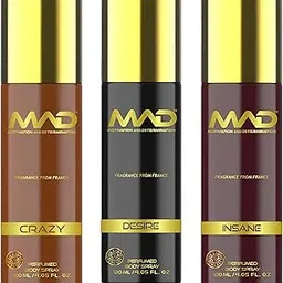 MAD No Gas Deodorant (Crazy,Desire,Insane) Pack of 3 120ml Each Long Lasting Fragrance Body Deo Perfect No Gas Deodorant For Everyday Use Inspirational fragrances-picture-31