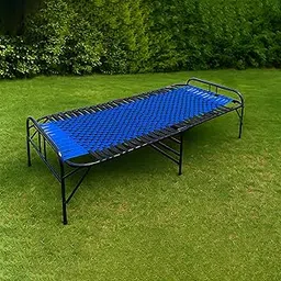 Casa Copenhagen, Portable Single Folding Bed Heavy Duty Metal Cot Khat for Sleeping Bed Space Saving Design Sturdy Synthetic Niwar feet - Aqua Blue & Charcoal Black-picture-44
