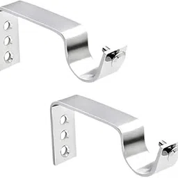 GROWNIX Curtain Brackets Stainless Steel Curtain Accessories for Home Curtain Support Rod Brackets Clamps Holders Hooks Pack of 2 Pieces, Silver-picture-16