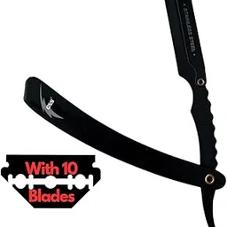 GNS Professional Barber Straight Edge Safety Razor with Free 10 blades| Straight Razor for men & Women| black carbon finish-picture-18