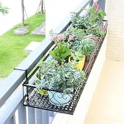 SIRAAJ Decorative Balcony Railing Planter Box Metal, 183 cm | Large Window Deck Railing Planter with Hook,Balcony Hanging Railing Planter Basket Flower Pot |-picture-23