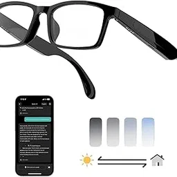 MNVOEQ Ai Translator Smart Glasses,Bluetooth Glasses with 164+ Language Translation,AI Chat Deepseek R1 & Gemini (G10+AI+Color Change Lens+Black)-image-1