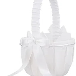 Jazzy Pearls® 3xRomantic Bowknot White Satin Wedding Ceremony Party Flower Girl Basket|Home & Garden | Wedding Supplies | Ring Pillows & Flower Baskets-picture-19