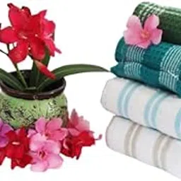 generic Kitchen Dish Cloths and Hand Towels Set, (369) Cotton, Multi-Colour Checkered Pattern, 10-Pack-picture-16