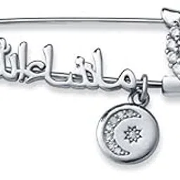 raajraani Pure 925 Sterling Silver Brooch/Lapel Pin | Mashallah Sterling Silver Saree Pin/Brooch Pin for Women | Gift for her | (6.3 gms)-picture-48
