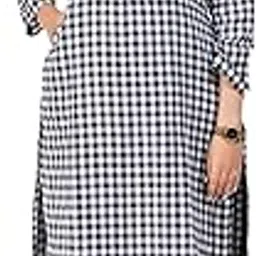 modest materna Classic Gingham Maternity Co-Ord Set | 100% Cotton Nursing & Pregnancy Lounge Wear | Feeding Zip Top with Pockets & Soft Elastic Pants (IN, Alpha, XL, Black)-picture-33