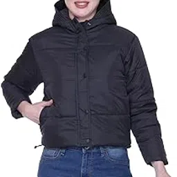 sane originals Hooded Semi Crop Jacket for Women in Full Zipper-picture-15
