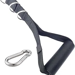Gyming World� 1 of Nylon Handle (3 Hooks) + 1 Safety Lock Cable Attachment Crossover Gym Machine V Bar Station Exercise Sport Attachment Resistance Black-picture-11