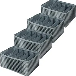 DOUBLE R BAGS Clothes Drawer Organizer for Jeans, Sweaters, Dresses & T-Shirts | Folded Clothes Wardrobe Storage Box | HST Grey, 26x17x36cm | 5 Compartment | Pack of 4-image-22