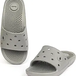 bata Men's Massage Slippers, Grey, Textured Footbed, Perforated Design-picture-27