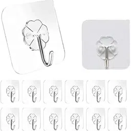Wall Hooks | Heavy Duty Self Adhesive Wall Hangers | Transparent Waterproof Hooks for Kitchen, Bathroom, Home & Office | Clothes, Keys, Photo Frames, Accessories & More (10 Flower Hooks)-picture-31