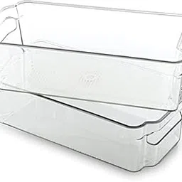 ALPHIT SALE Clear Plastic Pantry Organizer Bins Set,Food Storage Bins with Handle For Refrigerator, Fridge, Cabinet, Kitchen, Countertops, Cupboard, BPA free (pack of 2 small)-picture-50
