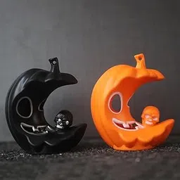 MY PARTY SUPPLIERS Jagmag® Pack of 2 Halloween Pumplin Tea Light Glowing Pumpkin Lantern Halloween Candle Ghost Decorative Lamp LED Light for Holiday Outdoor Bar Garden Decoration-picture-36