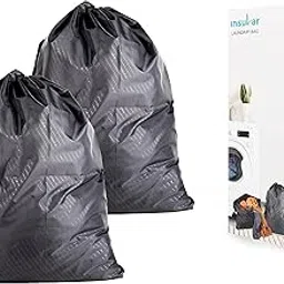 Insular Strong Waterproof Laundry Bag With Locking Drawstring Closure | Machine Washable Collapsible For Laundry Hamper | Fits Laundry Baskets (Black, 25X30 inches, Pack of 2)-picture-18