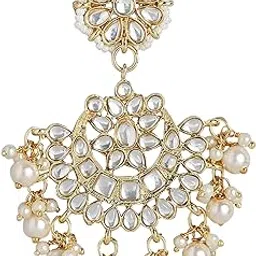 peora Matte Gold Finish Maang Tikka with Kundan & Pearl for Women-picture-12