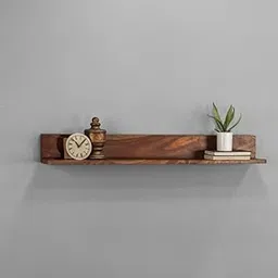GOKUL ART 18-Inch Solid Sheesham Wood Floating Wall Shelf – Long Wooden Wall Mounted Rack for Home, Kitchen, Living Room, Bathroom & Bedroom | Natural Finish | Home Décor Display Shelf-picture-15