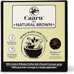 Caaru Henna Hair Color - Total Grey Coverage - No Ammonia - 100 gms (Natural Brown)-picture-11