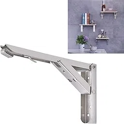 Pratical Home Furniture Accessory 12 inch Wall-Mounted Foldable Stainless Steel Spring Storage Shelf for Dining Table-picture-11