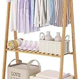 Kids Clothing Rack for Hanging Clothes,Small Toddler Clothes Racks Bamboo Wooden Garment Dress Up Storage Costume Rack with Shelves for Laundry Drying,Short,Mini,Floor Standing-picture-27