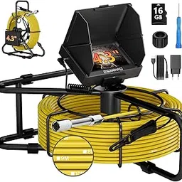 Sewer Camera 100ft 4.3" Pipe Drain Inspection Camera DVR Borescope with 12PCS LED Lights IP68 Waterproof 17/22MM Industrial Endoscope (22MM Camera/30M)-picture-14