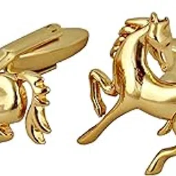 Unique Men Jewelry Gold Plated Vintage Horse Design Sleeve Button Formal Cuff Button Wedding Shirt Button, Suit, Blazer Cufflinks Pair Gift Set for Men (470-CHC4-1105)-image-4