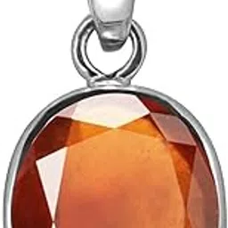 anuj sales 15.00 Ratti 14.50 Carat Natural & Original Hessonite | Gomed Gemstone Pendant in Pure Silver with Lab Certificate [ WTGTL ]-picture-22