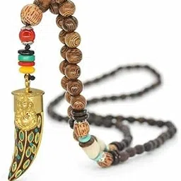 BOHEMIAN WOOD GANESHA - Handmade Wood Beads Necklace with Ganesh Pendant Long Necklace for Men & Boys (36 Inch)-image-12