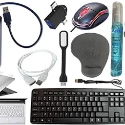 Anjo 10 in 1 Combo of Wired Keyboard, Wired Mouse, Mouse Pad Gel Wrist Support, USB Hub 3.0, 3 in 1 Cleaning Kit, OTG 2 in 1 Micro & C, Extension Cable, USB Light, Laptop Lid & Trackpad Lamination-picture-49