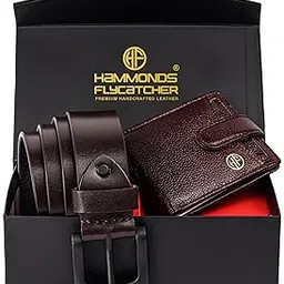 Gift for Men Combo - Genuine Leather Wallet and Belt Combo Box - Leather Belt- Birthday Special & Unique Gift Ideas for Husband, Boyfriend, Teachers, Father - Deep Brown-image-1