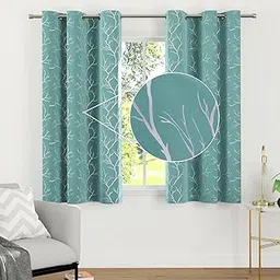 Encasa XO Printed Blackout Curtains 5 ft, 2 pcs | Silver Foil Twigs Teal Design I Room Darkening - Blocks 85% Light | Sound and Heat Reduction for Bedroom, Living Room I Machine Wash-image-19