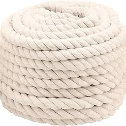 JOIKIT 100 Feet 3/4 Inch Twisted Cotton Rope 3-Strand Natural Thick White Cotton Rope for Hammocks, DIY Crafts, Gardening, Camping-picture-16